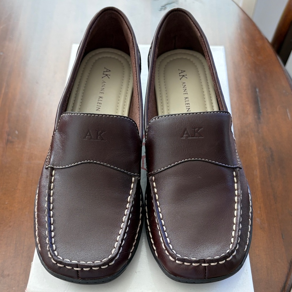 Anne Klein Dark Brown Leather Women's Loafers